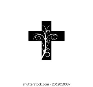 A cross with a beautiful pattern. Fully editable template