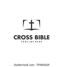 Cross In The Bible 2d Black And White Logo Template