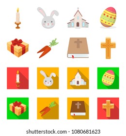 Cross, bible, gift and carrots.Easter set collection icons in cartoon,flat style vector symbol stock illustration web.
