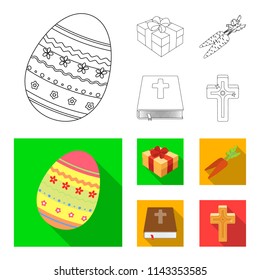 Cross, bible, gift and carrots.Easter set collection icons in outline,flat style vector symbol stock illustration web.