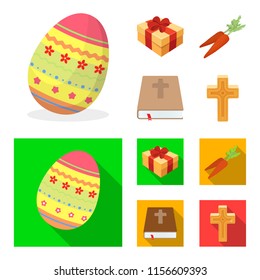 Cross, bible, gift and carrots.Easter set collection icons in cartoon,flat style vector symbol stock illustration web.