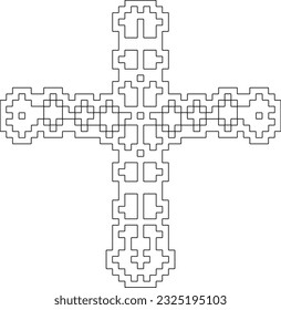 Kreuzen Sie mit geometrischen Schwarz-Weiß-Mustern. Linie Art.