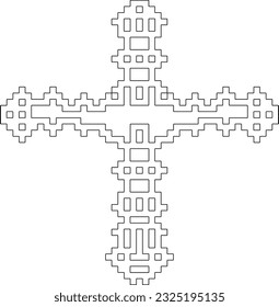Cruce con patrones geométricos en blanco y negro. 