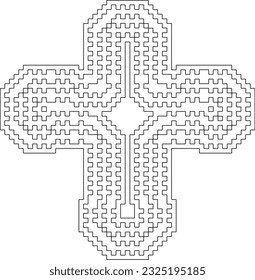 Kreuzen Sie mit geometrischen Schwarz-Weiß-Mustern. Linie Art.