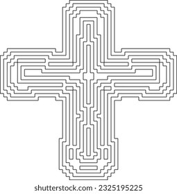 Kreuzen Sie mit geometrischen Schwarz-Weiß-Mustern. Linie Art.