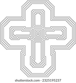 Kreuzen Sie mit geometrischen Schwarz-Weiß-Mustern. Linie Art.