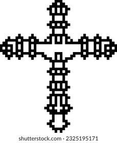 Cross with black and white patterns . 