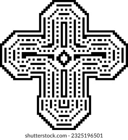 Cross with black and white patterns . 