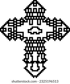 Cross with black and white patterns . 