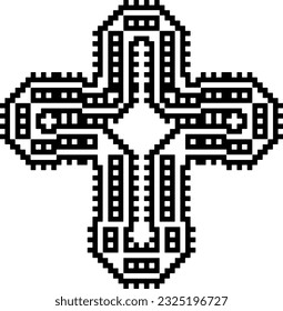 Cross with black and white patterns . 