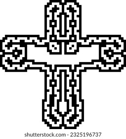 Cross with black and white patterns . 