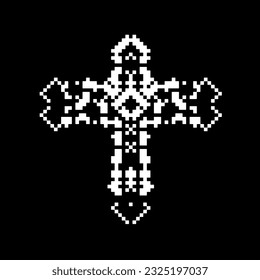 Cross with black and white patterns . 