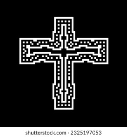 Cross with black and white patterns . 