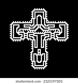 Cross with black and white patterns . 