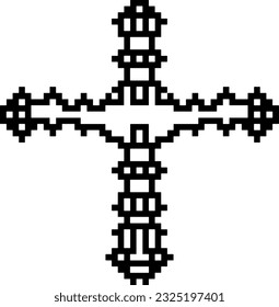 Cross with black and white patterns . 