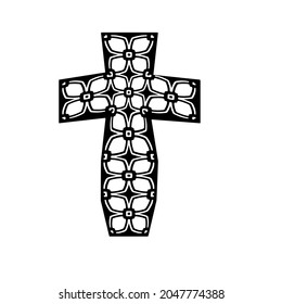 
cross with black and white patterns on a white background. 