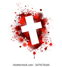 Cross from blood stains. Happy Easter. Vector illustration