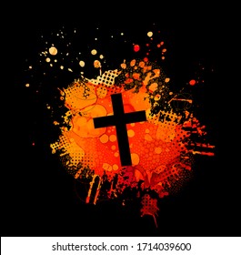 Cruce de las manchas de sangre.Feliz Pascua. Ilustración del vector