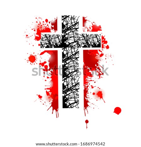 Cross from blood stains. Happy Easter. Vector illustration