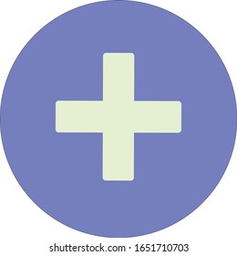Cross in a blue circle on a white background.
