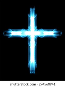cross of blue light, great vector illustration. dark background