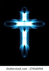 cross of blue light, great vector illustration. dark background
