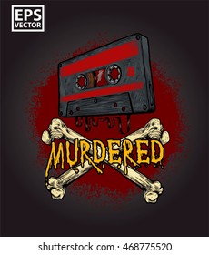 CROSS BONE and CASSETTE graphic vector COOL COLOR