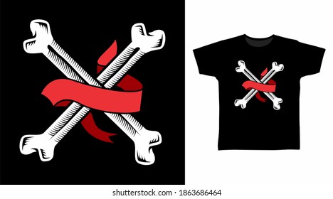 Diseño de ilustración vectorial detallada de hueso cruzado
