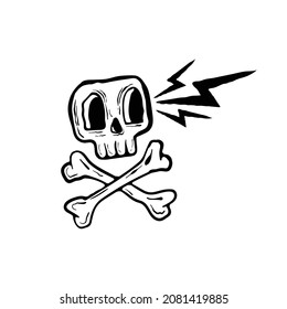 cross bone with hand drawing style free vector illustration