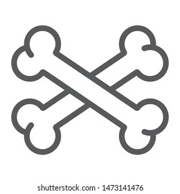 Cross bone line icon, halloween and danger, crossed bones sign, vector graphics, a linear pattern on a white background, eps 10.