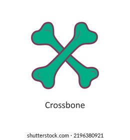Cross Bone vector filled outline Icon Design illustration. Halloween Symbol on White background EPS 10 File
