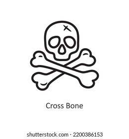 Cross Bone vector outline Icon Design illustration. Gaming Symbol on White background EPS 10 File