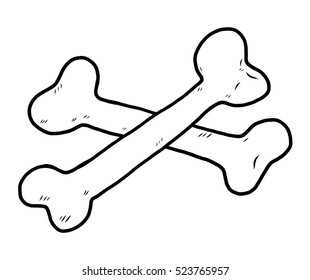 cross bones / cartoon vector and illustration, black and white, hand drawn, sketch style, isolated on white background.