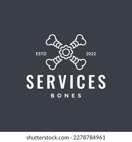 cross bones gear services line minimal logo design vector