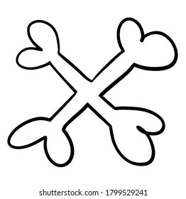 Cross of bones. Halloween illustration . doodle. Vector Illustration, for cards, posters, postcard design, logo, for printed matter.