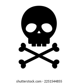 Cross bones and skull head icon. Poison and danger icon. Vector.