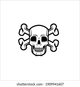 Cross Bones Skull Pirates Symbol. Tattoo Design. Vector Illustration.