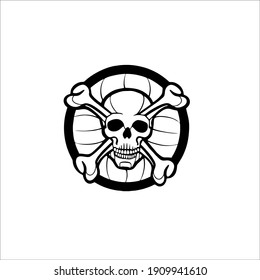 Cross Bones Skull Pirates Symbol. Tattoo Design. Vector Illustration.