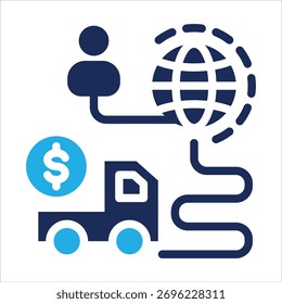 Cross Border Icon In Flat Blue Style Vector Illustration