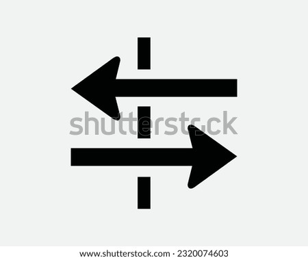 Cross Border Icon. Left Right Arrow Osmosis Membrane Filter Transfer Exchange Black White Sign Symbol Illustration Artwork Graphic Clipart EPS Vector