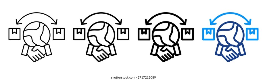 Conjunto de Colección de contorno diferente de ícono de comercio transfronterizo