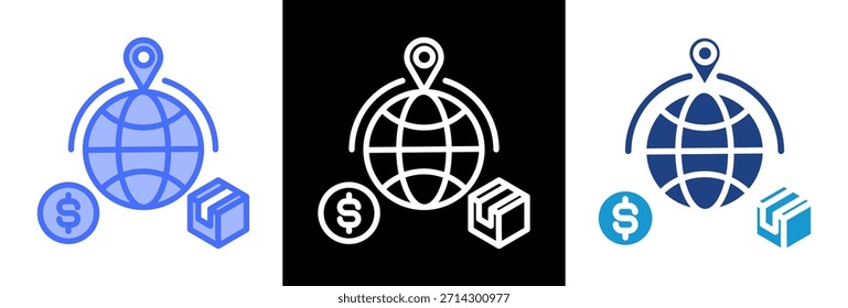 Ilustración vectorial de estilo triple Cross Border Trade Icon