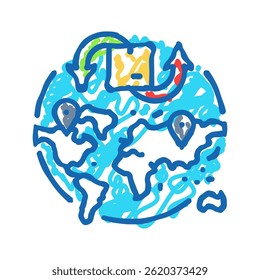 cross border trade logistic manager doodle icon sketch vector. cross border trade logistic manager sign. isolated symbol illustration