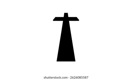 cross bottom view, black isolated silhouette