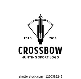 cross bow hunt sport vector simple logo design inspiration or illustration template