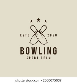 cross bowling pins line art vintage vector logo illustration template icon graphic design. sport sign or symbol for club team or competition champions league concept