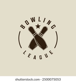 cross bowling pins vintage vector logo illustration template icon graphic design. sport sign or symbol for club team or competition champions league concept with retro typography style