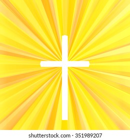 Cross with bright burst background vector abstract Christianity concept