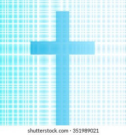 Cross with bright white and blue background vector abstract Christianity concept