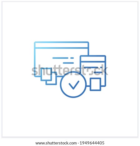 Cross browser compatibility gradient icon.Synchronizing all data in different devices.Sharing data. Digitalization concept.Isolated vector illustration.Suitable to banners,mobile apps and presentation